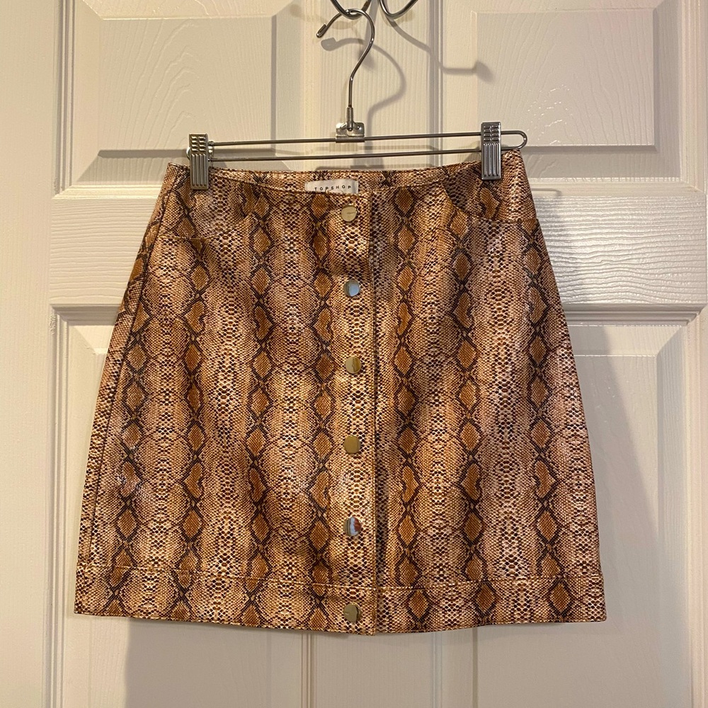 Snake Print Faux Leather Skirt | TOPSHOP